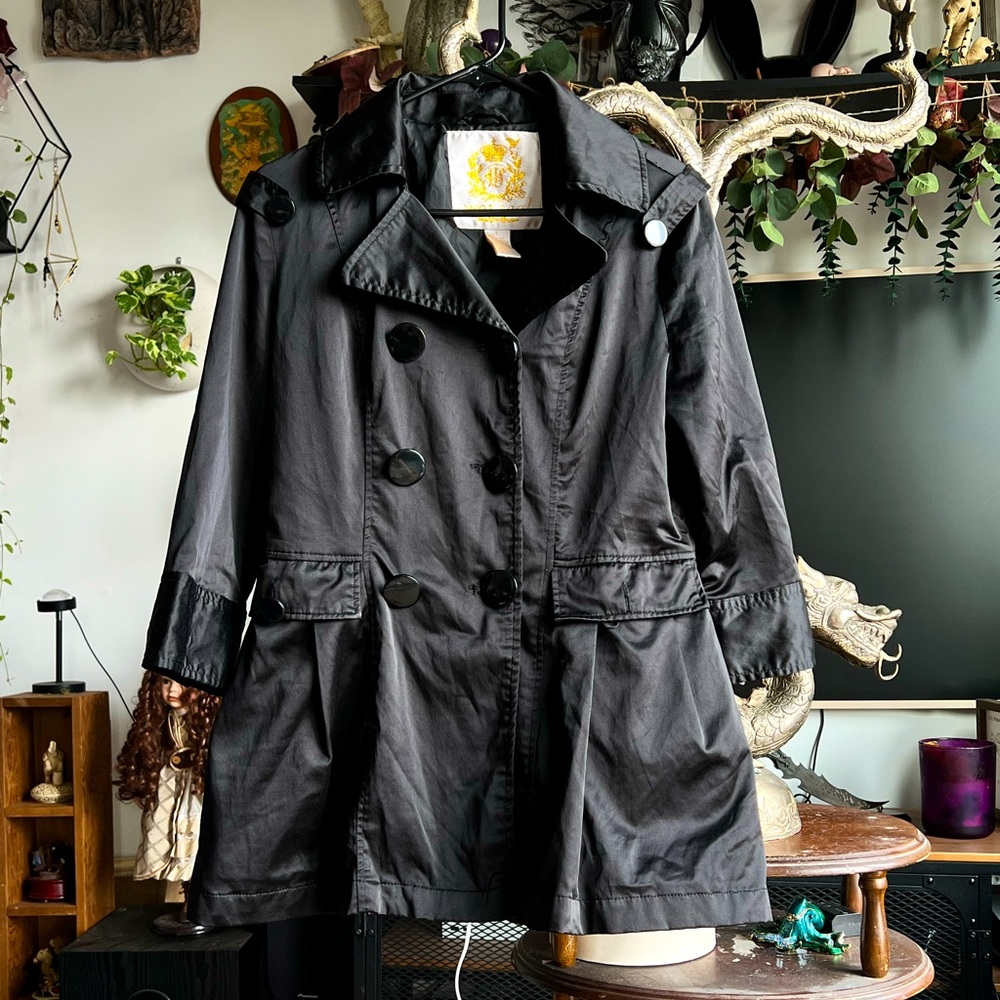 Wet Seal Black Jacket Peplum Flair Trench Coat